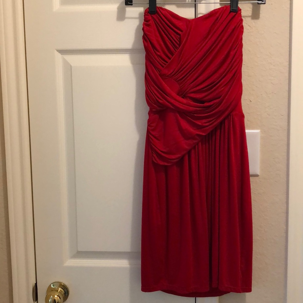 Express strapless red dress